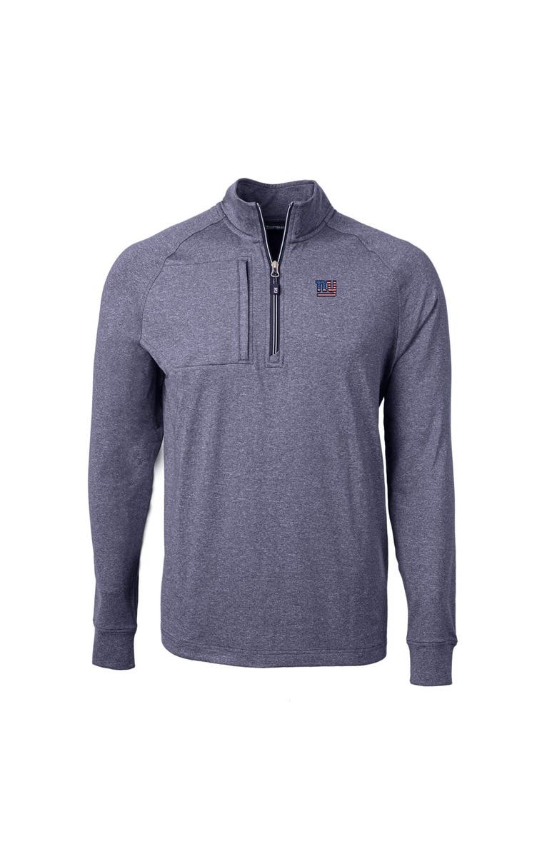 Cutter & Buck Men's Cutter & Buck  Heather Navy New York Giants  Big & Tall Adapt Eco Knit Quarter-Zip Pullover Top, Alternate, color, 