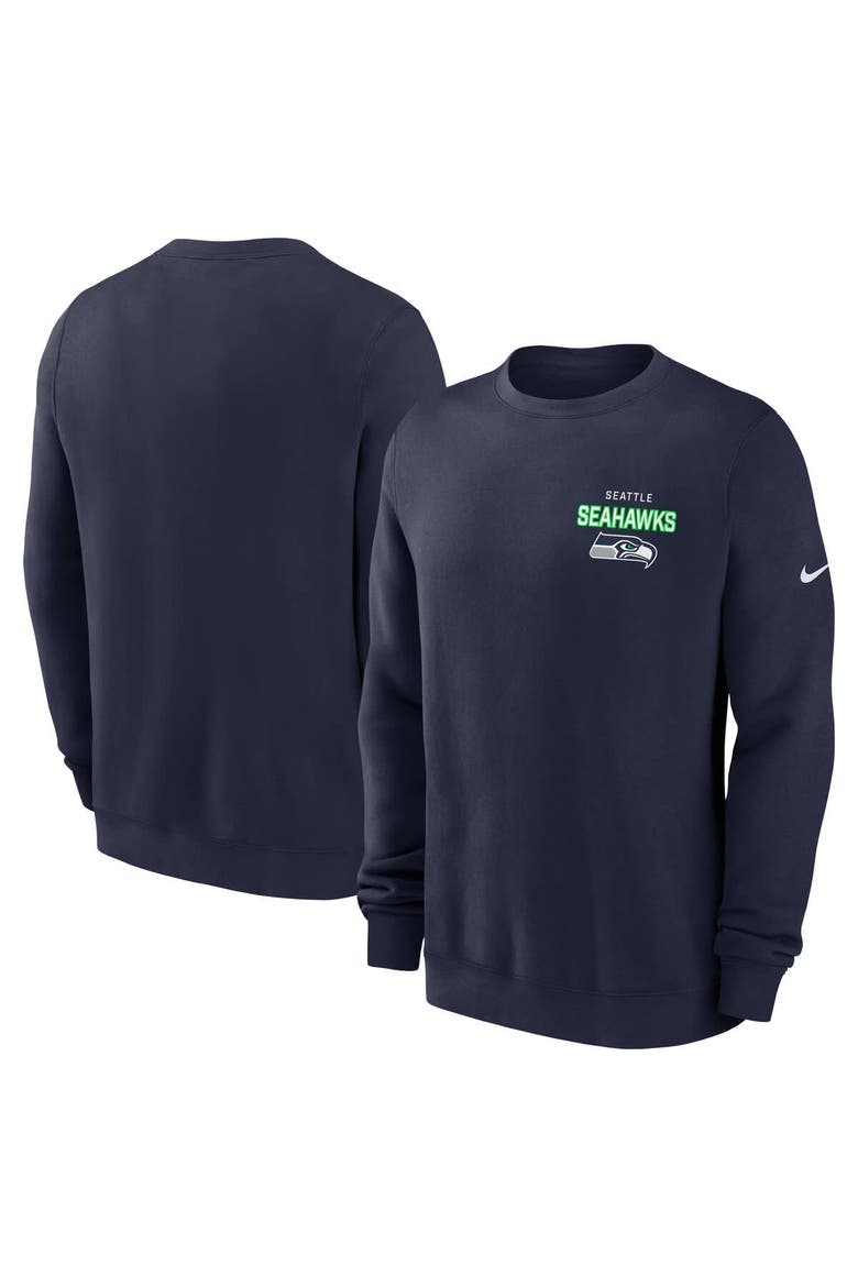 Men's Nike College Navy Seattle Seahawks Primetime Club Fleece Pullover Sweatshirt, Main, color, College Navy