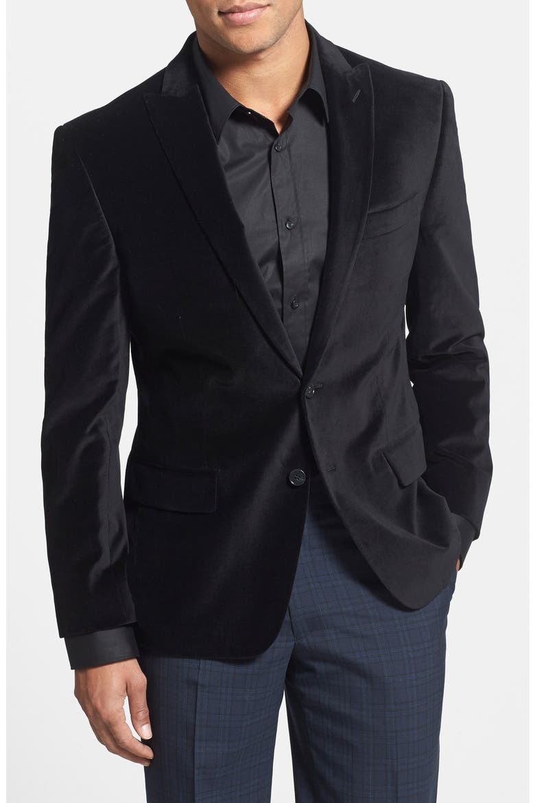 Black Velvet Blazer, Main, color, BLACK