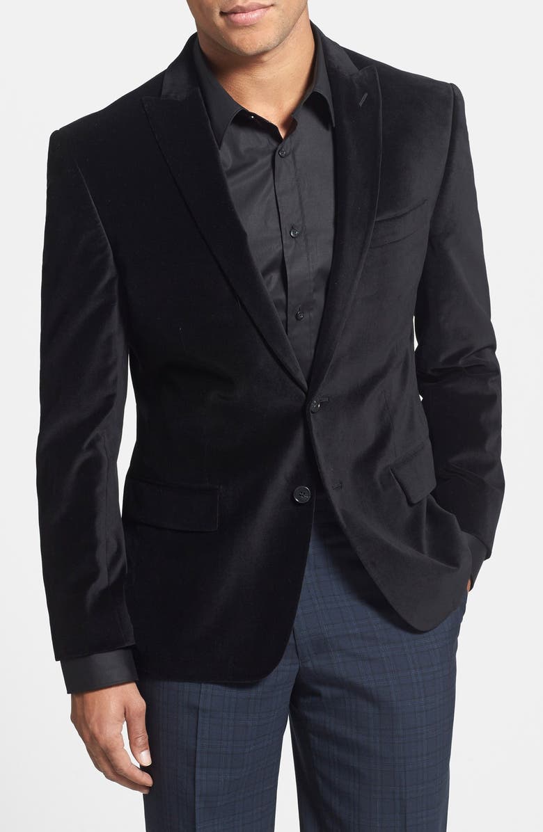 John Varvatos Star USA Black Velvet Blazer, Main, color,