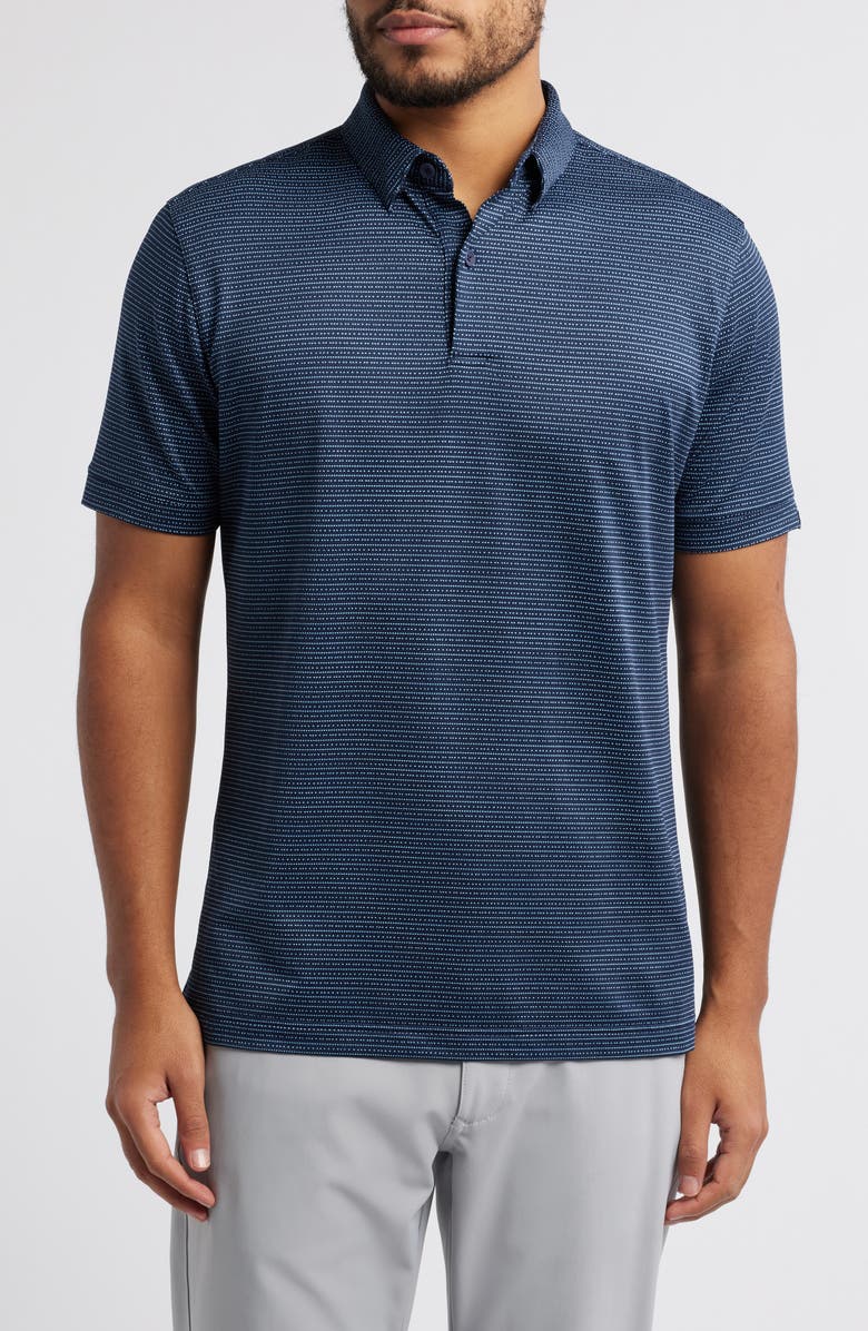 Mizzen+Main Halyard Trim Fit Performance Polo, Main, color, Navy Dot Stripe
