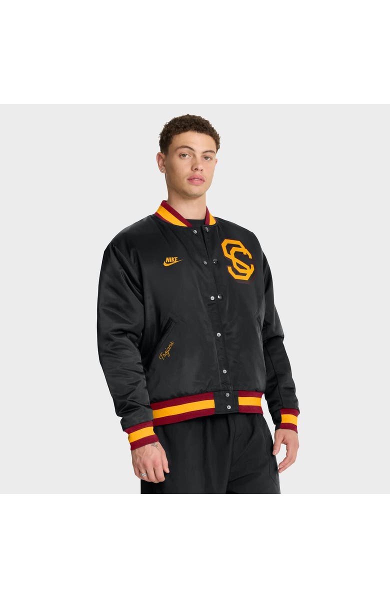 Nike Men's Nike Black USC Trojans Legacy Full-Snap Bomber Jacket, Main, color, Black