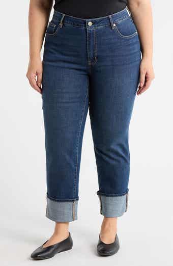 Seven7 High Waist Straight Leg Cuffed Hem Jeans