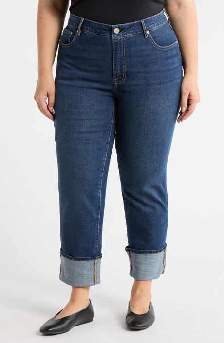 Seven7 High Waist Straight Leg Cuffed Hem Jeans