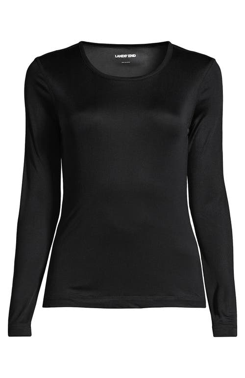 Lands' End Silk Interlock Long Sleeve Crewneck Long Underwear Top In Black