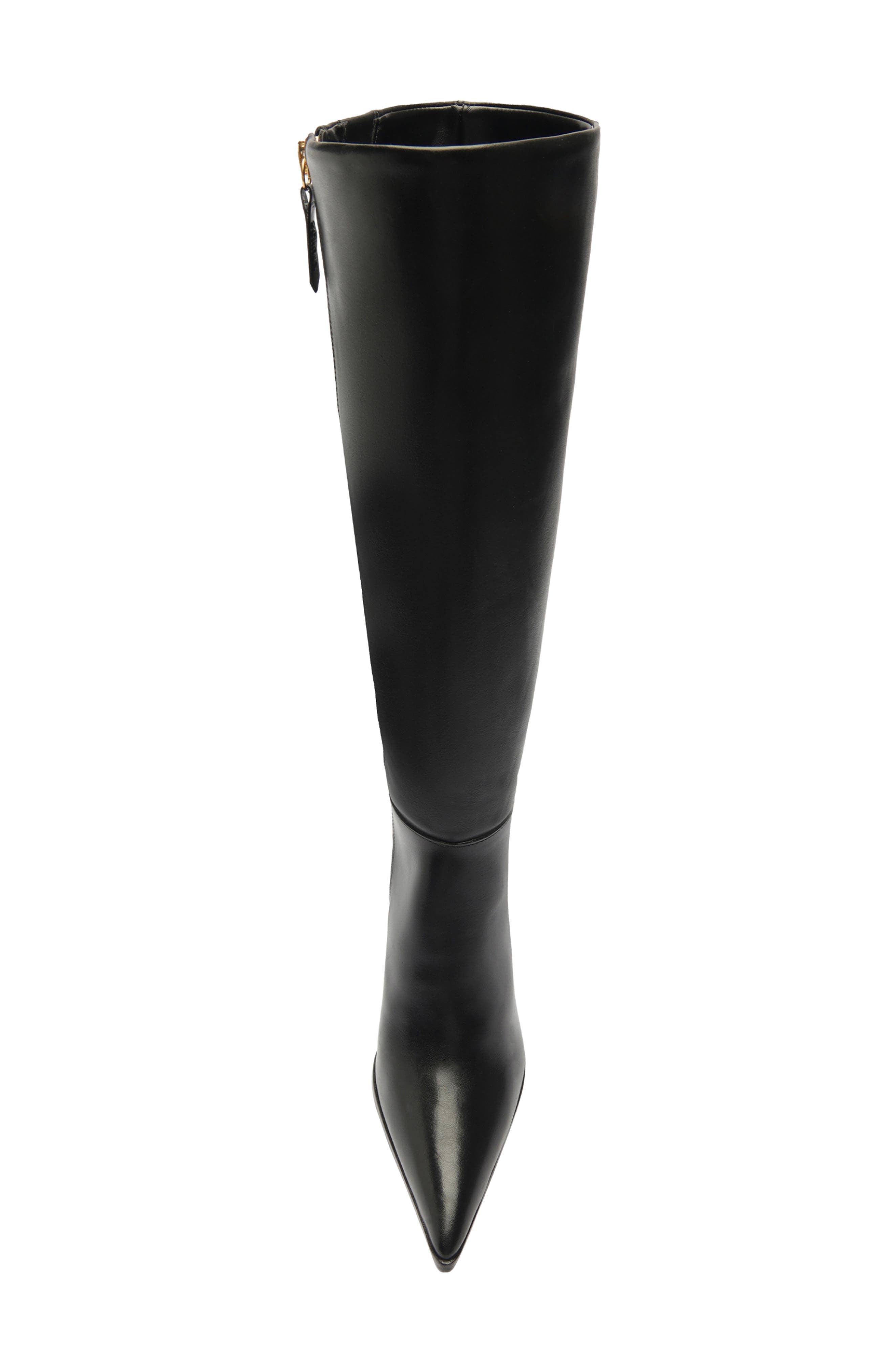 Schutz Mikki Up Block Pointed Toe Knee High Boot, Alternate, color, Black