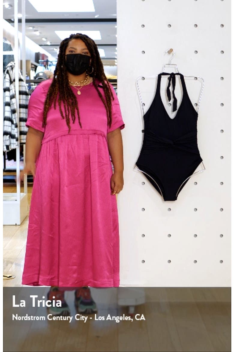 Goddess Plunge Halter One-Piece Swimsuit video