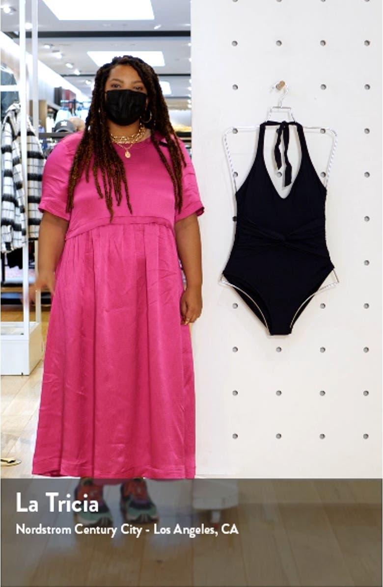 Goddess Plunge Halter One-Piece Swimsuit, sales video thumbnail