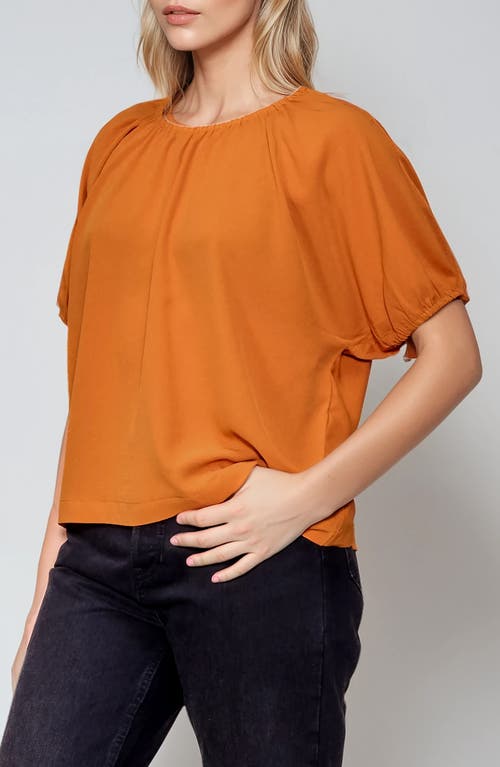 Melloday Puff Sleeve Crepe Top In Multi