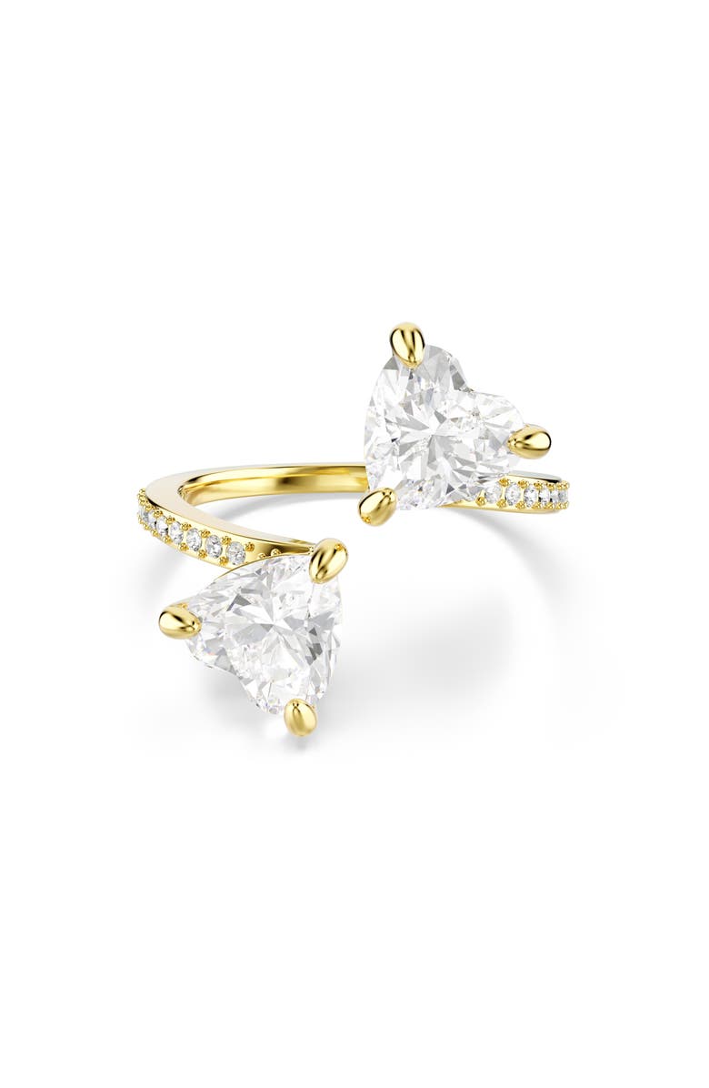 Swarovski Mesmera Hearts Bypass Ring, Main, color, White/ Gold