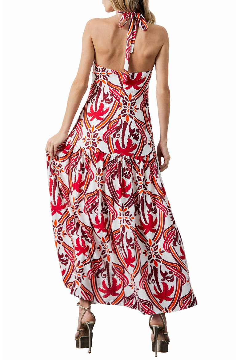 Jordie Print Halter Maxi Dress, Alternate, color, RED MULTI