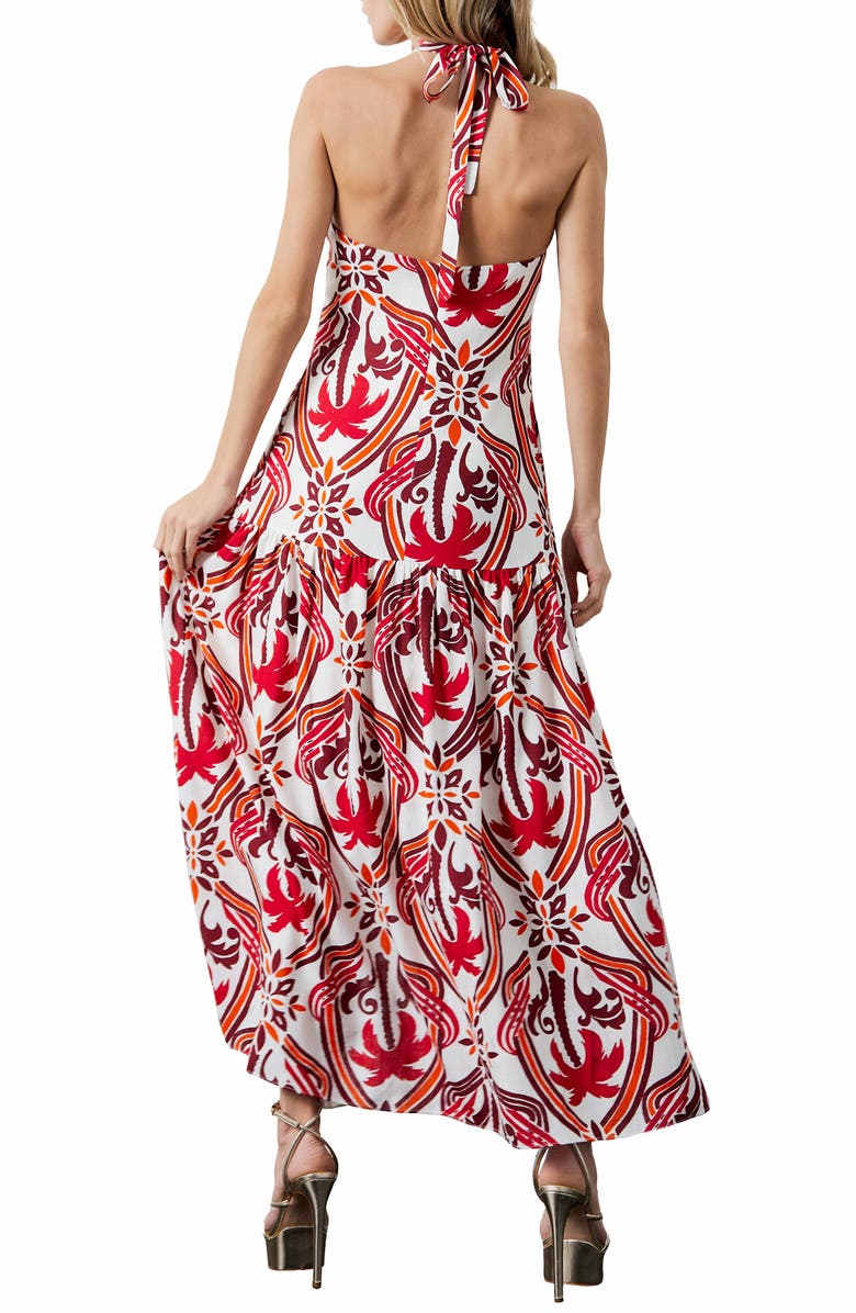 CIEBON Jordie Print Halter Maxi Dress, Alternate, color, Red Multi