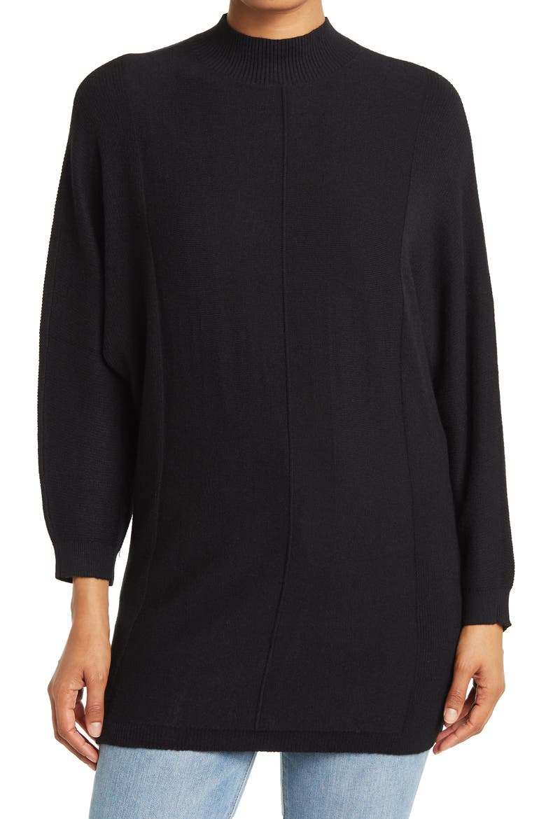 Rihanna Mock Neck Tunic, Main, color, BLACK