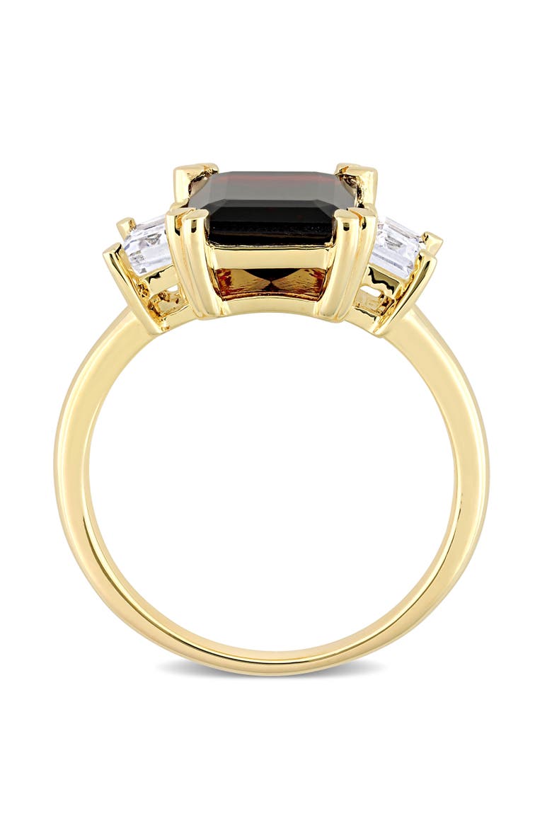 Gemstones Octagon 3-Stone Ring, Alternate, color, Garnet/Yellow-Plated