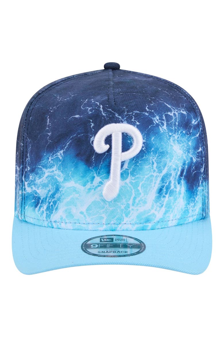 Men's New Era  Light Blue Philadelphia Phillies Deep Water Pre-Curved 9FIFTY A-Frame Snapback Hat, Alternate, color, Light Blue