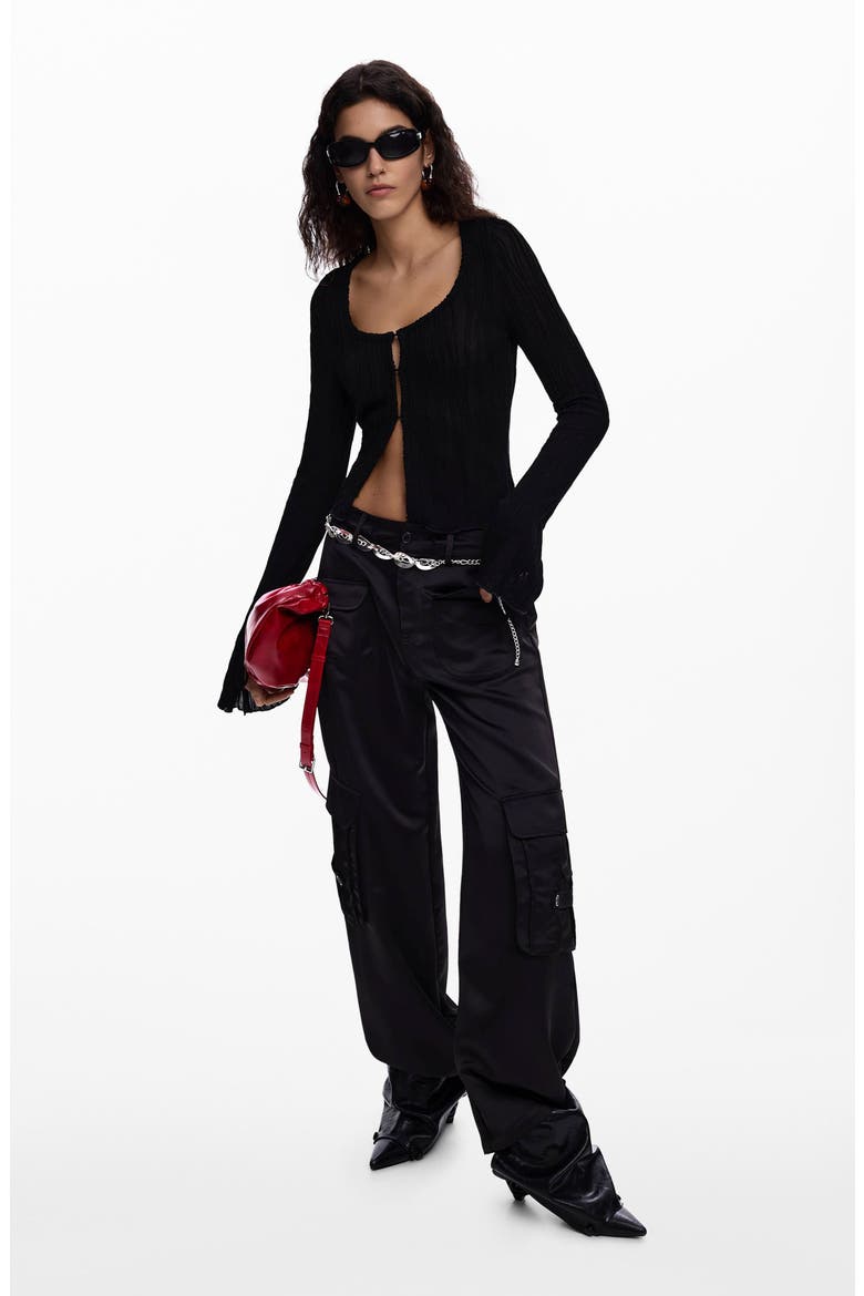 Tie Sleeve Rib Top, Alternate, color, BLACK