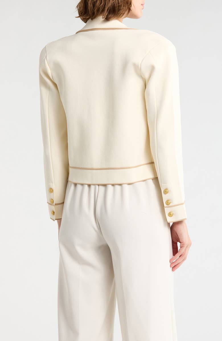 L'AGENCE Neon Trim Cropped Cardigan, Alternate, color, Vintage White/ Almond