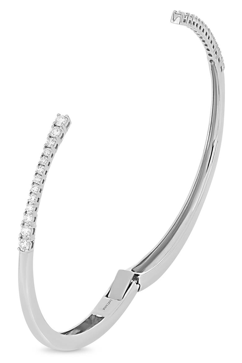 18K Gold Audrey Diamond Open Bangle Bracelet (Online Trunk Show), Alternate, color, 18K WHITE GOLD/ DIAMOND