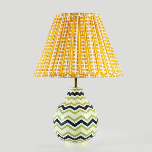 Mela Artisans Meadow Striped Handblocked Lampshade In Yellow