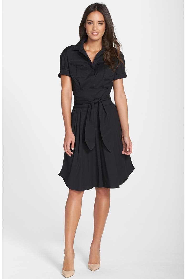 Maya Belted Shirtdress (Nordstrom Exclusive), Alternate, color, RICH BLACK