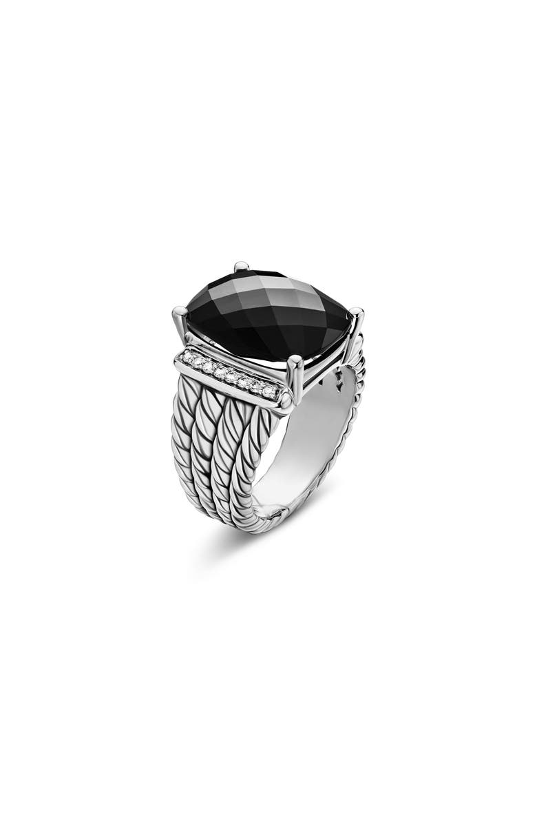 David Yurman Wheaton Ring with Semiprecious Stone & Diamonds, Alternate, color, Black Onyx
