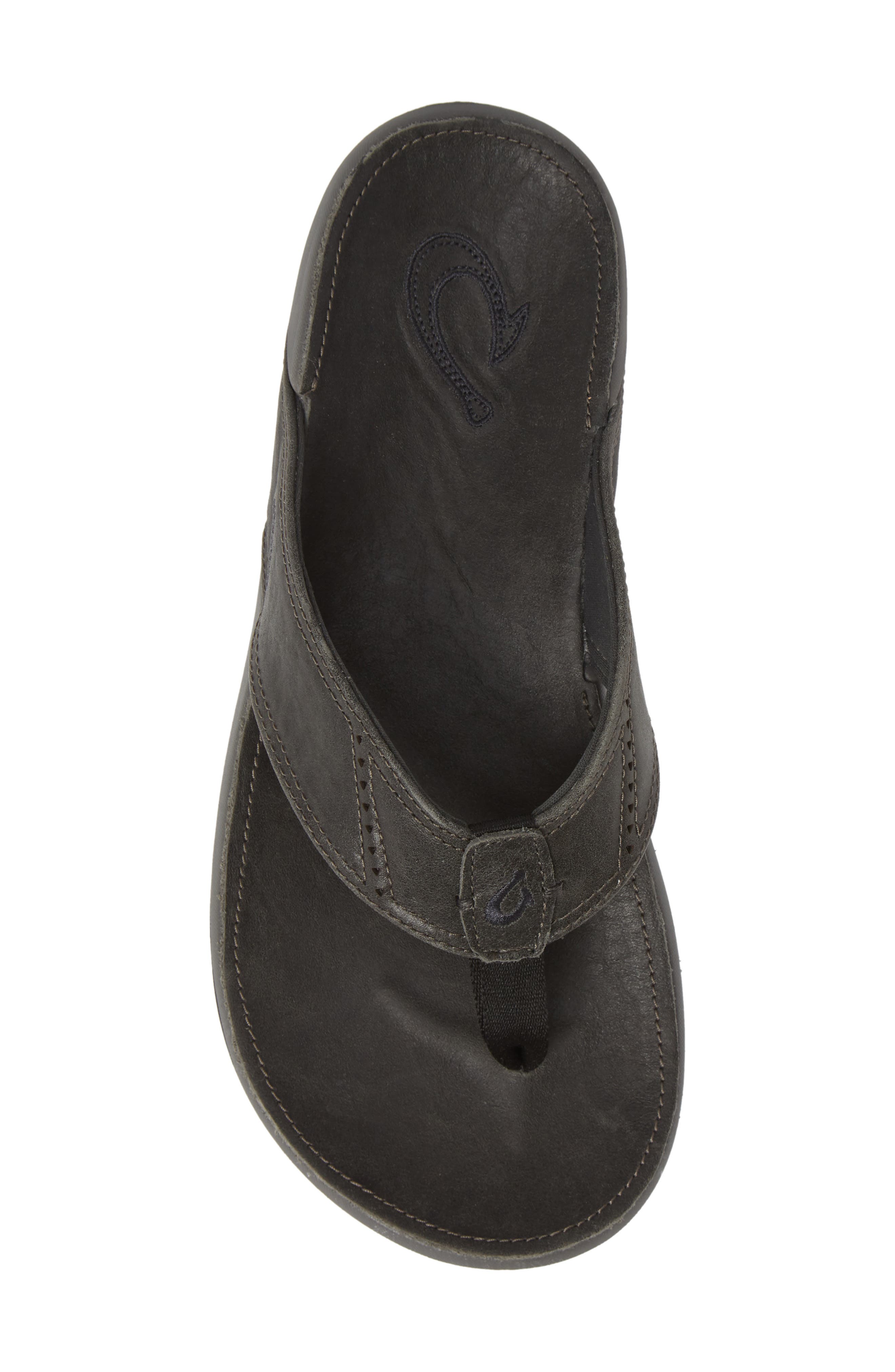 'Nui' Leather Flip Flop, Alternate, color, LAVA ROCK LEATHER