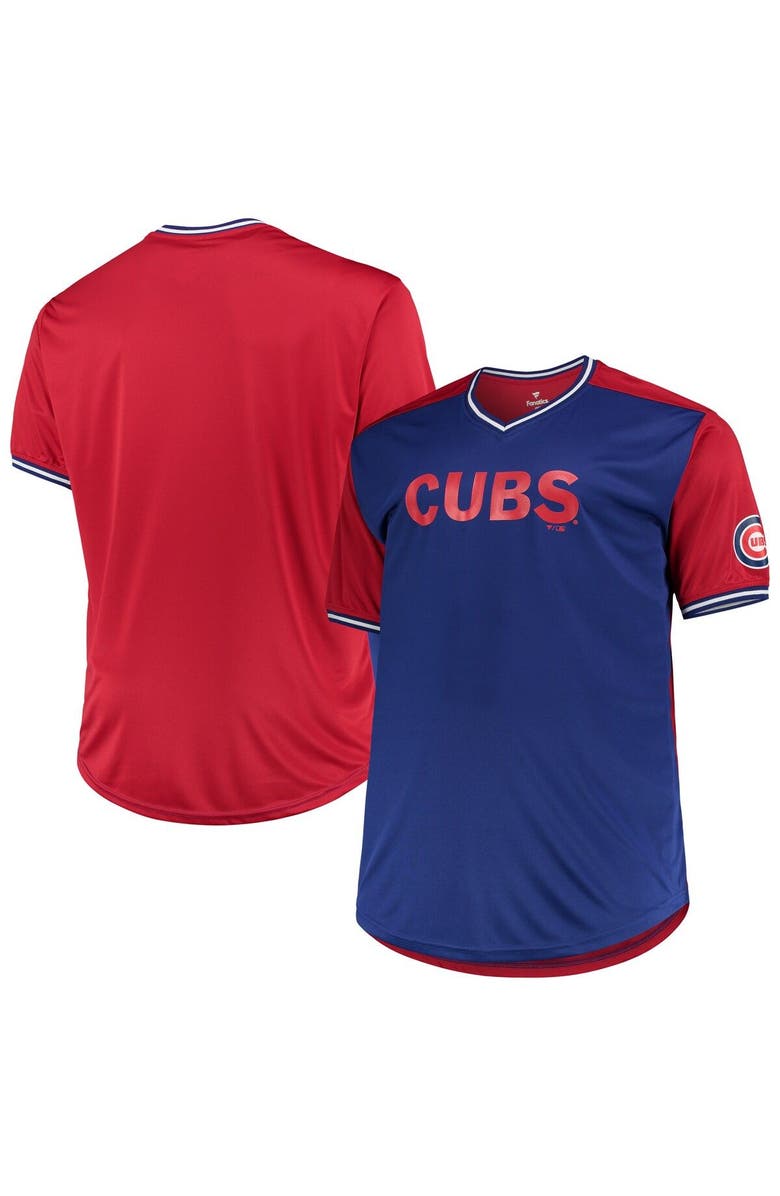 PROFILE Men's Royal/Red Chicago Cubs Solid V-Neck T-Shirt, Main, color, Royal