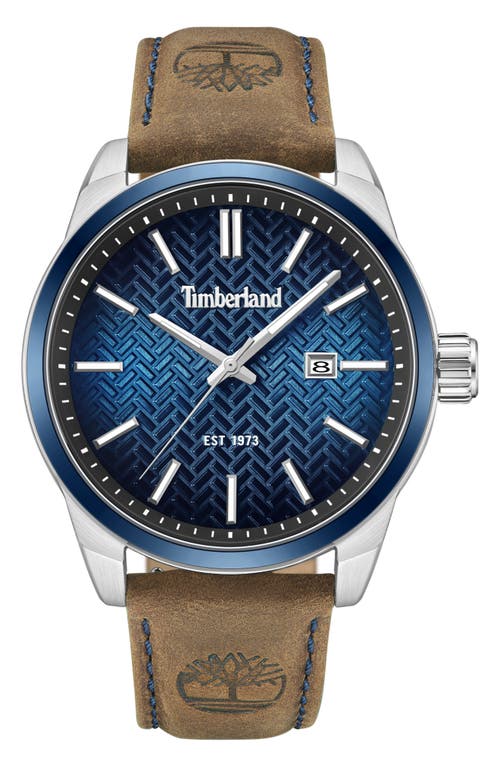 Timberland Henniker Ii Leather Strap Watch, 44mm In Dark Brown