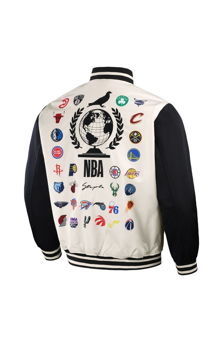 STAPLE Men's NBA x Staple White/Black All Teams Origins Full-Snap Jacket, Alternate, color, 