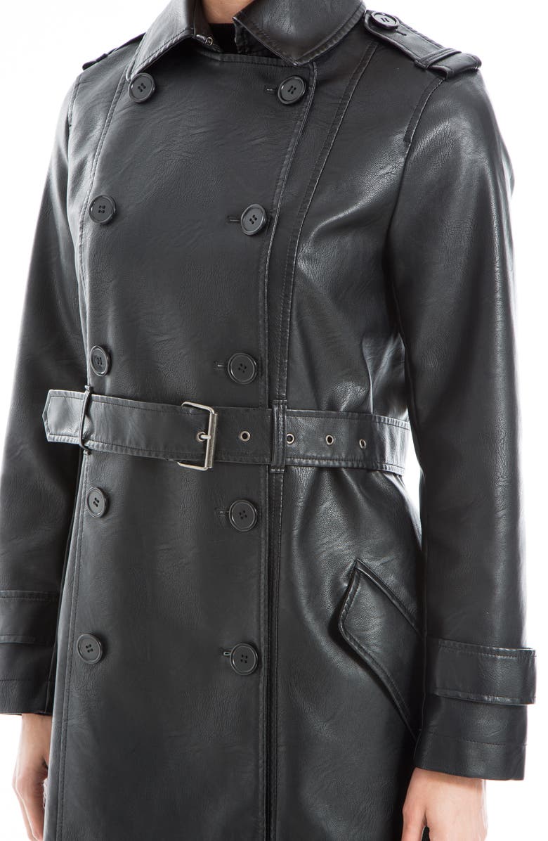 MAX STUDIO Faux Leather Long Trench Coat, Alternate, color,