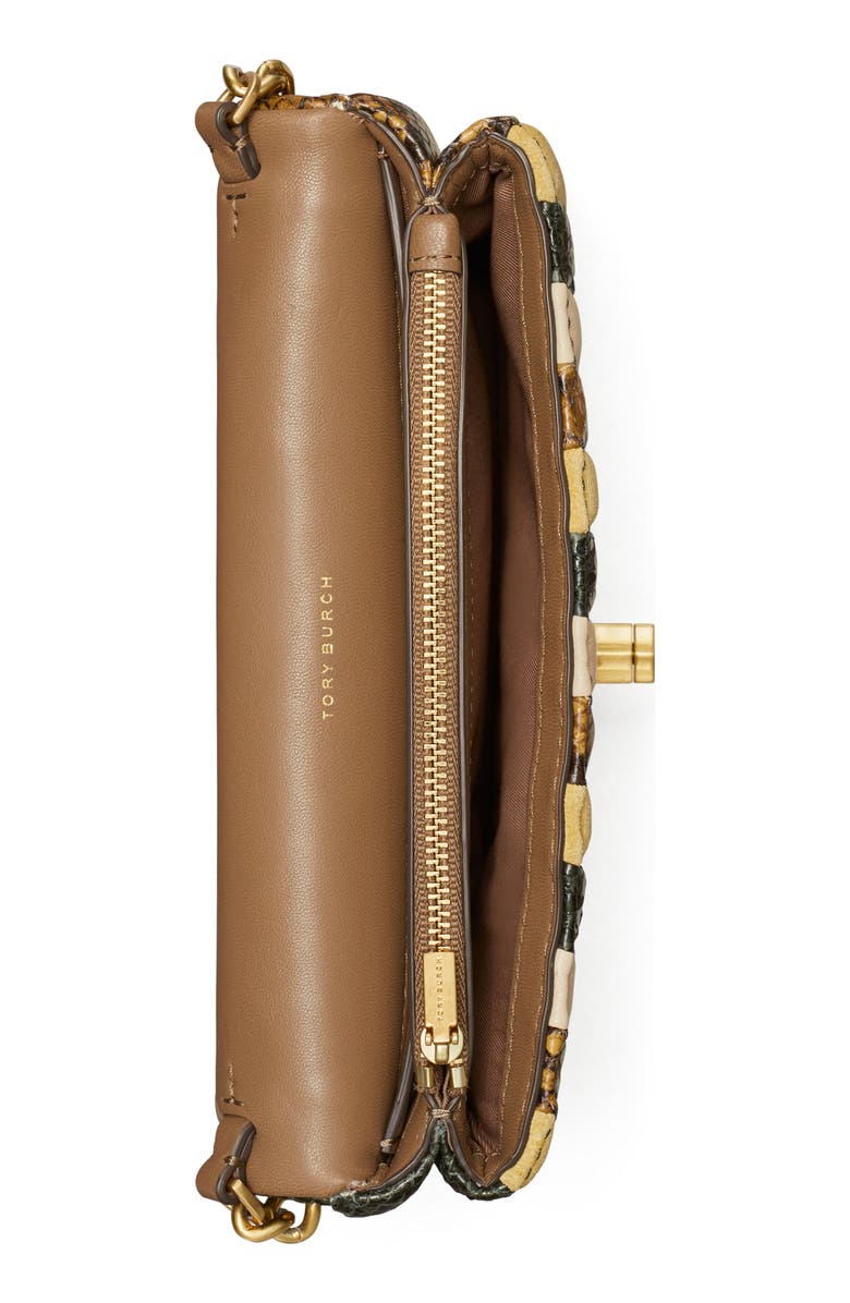 Tory Burch Kira Exotic Stripe Leather Wallet on a Chain, Alternate, color,