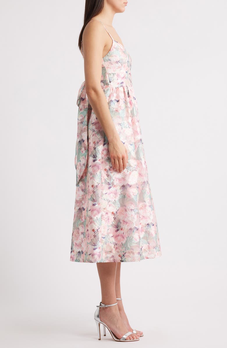 Lulus Alice Bow Back Sleeveless Midi Dress, Alternate, color, Pink Floral