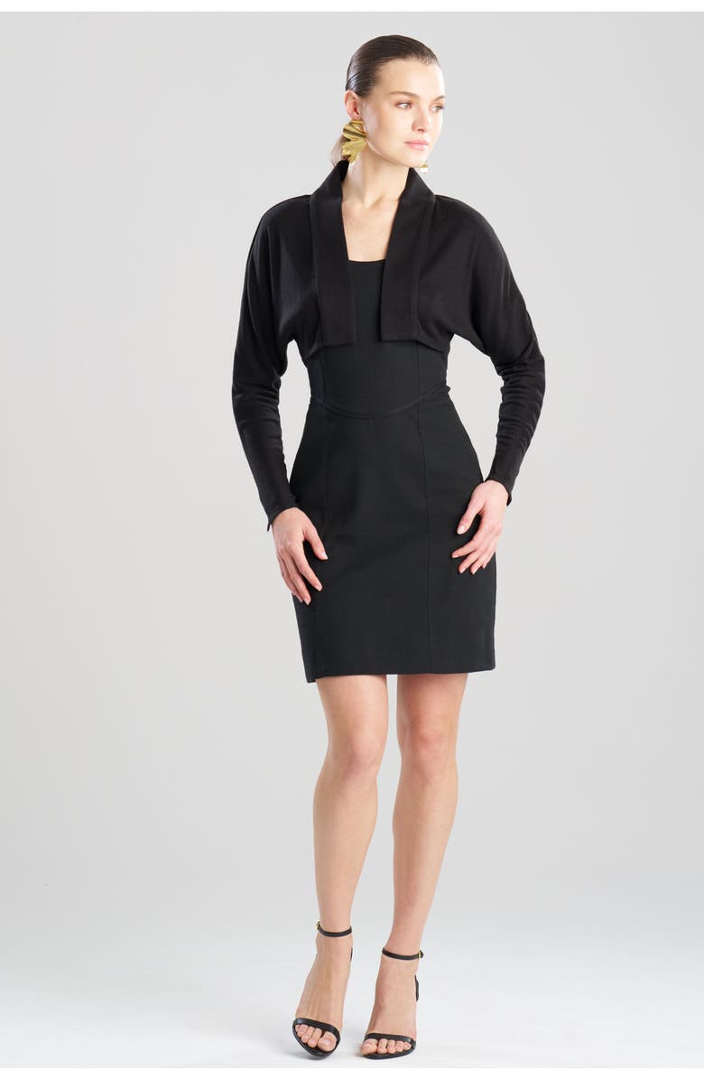 Natori Seamed Basketweave Mini Dress, Main, color, Black