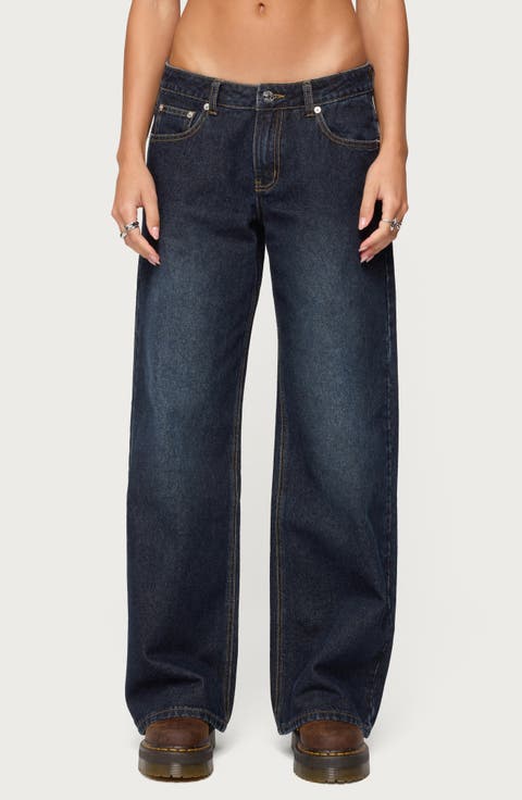Raelynn Washed Low Rise Wide Leg Jeans