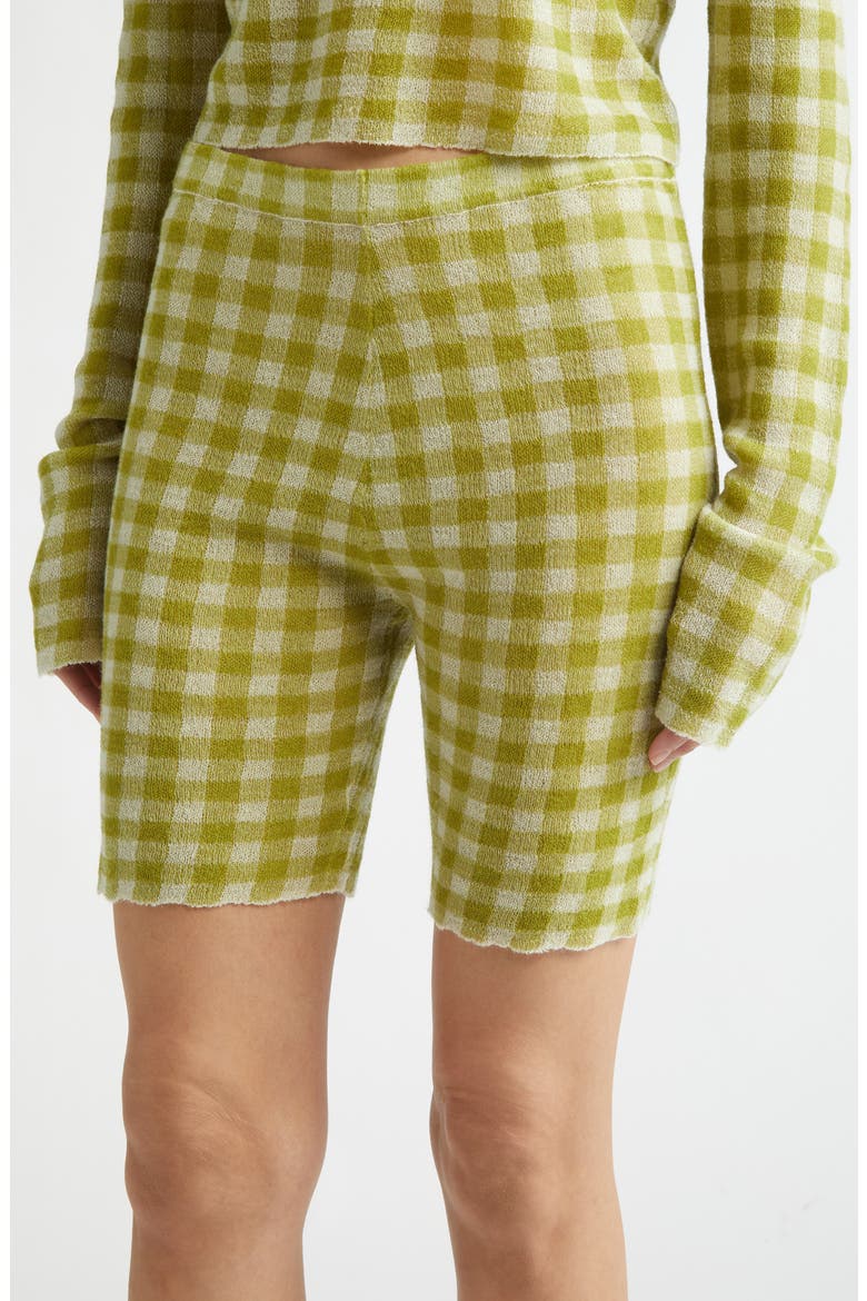 Gingham Wool Bike Shorts with Removable Wrap Panel, Alternate, color, SPROUT