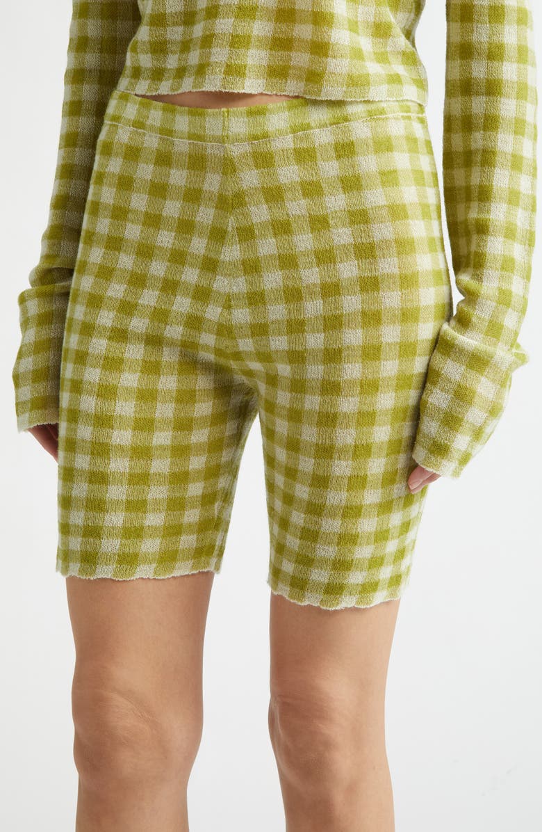 YanYan Gingham Wool Bike Shorts with Removable Wrap Panel, Alternate, color, Sprout