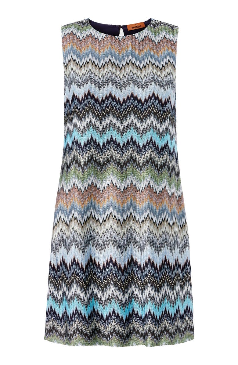 Missoni Sleeveless Viscose Chevron Mini Dress, Alternate, color, Green& Brown