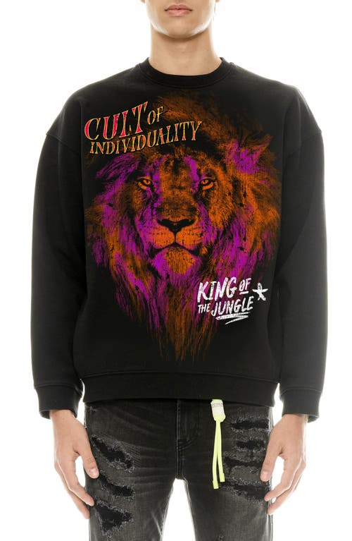 Cult of Individuality King of the Jungle Graphic Sweatshirt in Vintage Charcoal 