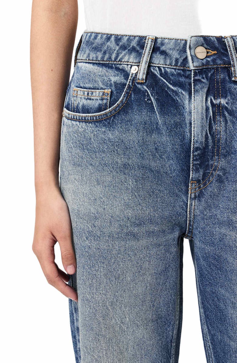 AllSaints Ember Relaxed Raw Hem Flare Jeans, Alternate, color, Vintage Indigo