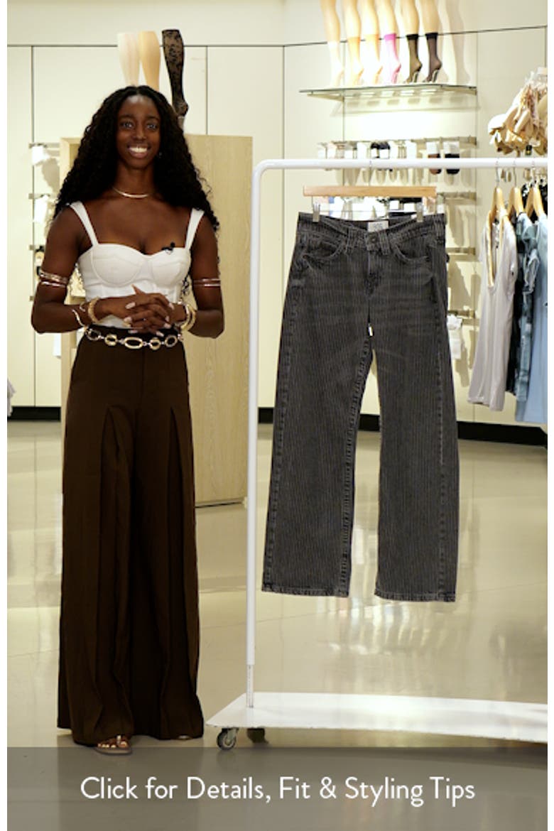 Kayla Print Pinstripe Low Rise Wide Leg Jeans video