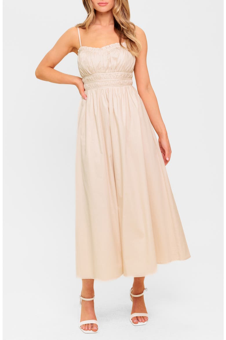 Ruched Midi Dress, Alternate, color, CREAM