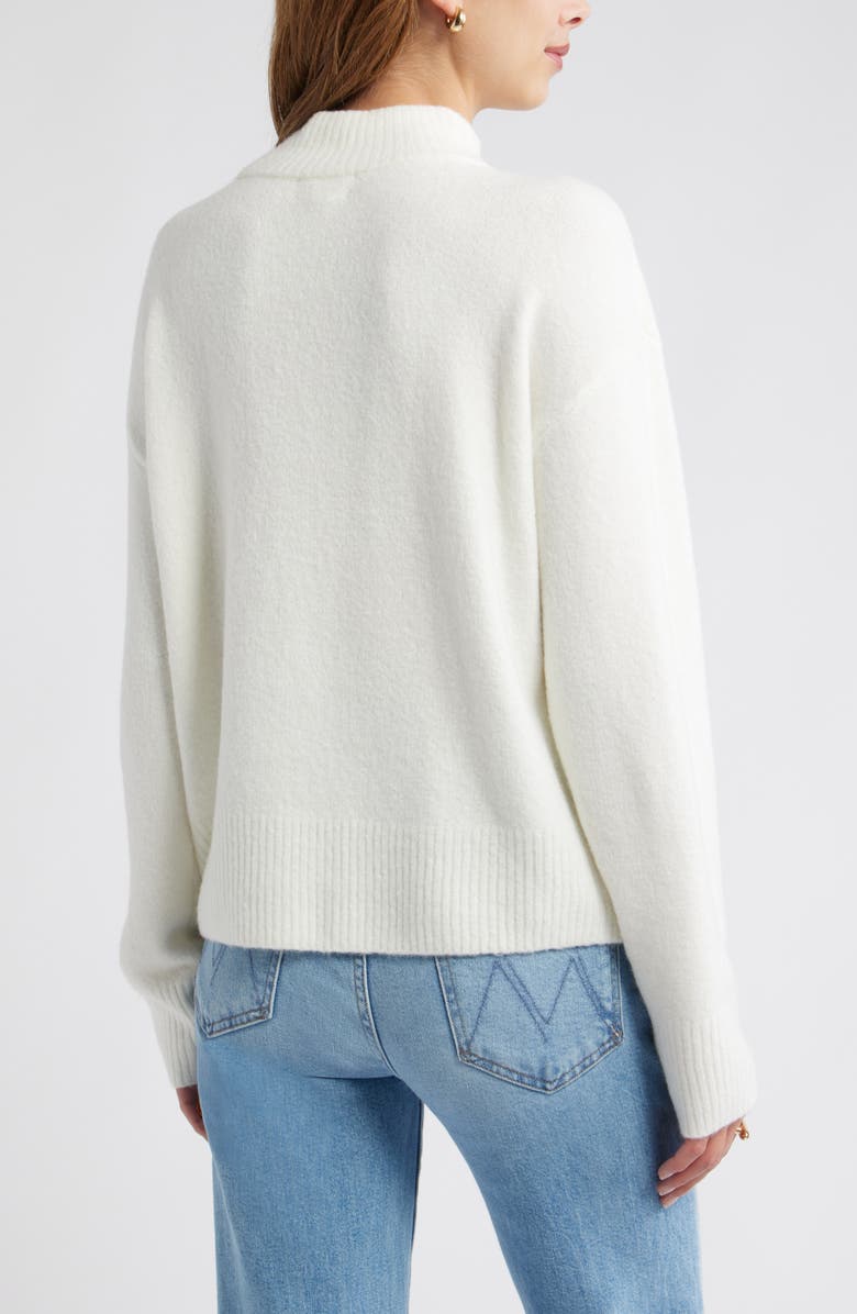 Open Edit Boxy Mock Neck Sweater, Alternate, color, Ivory