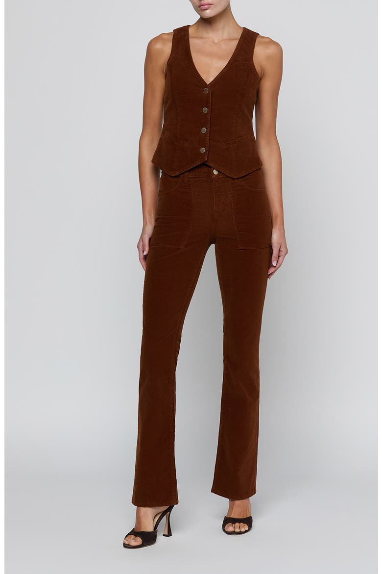 Saffia High Waist Slim Straight Corduroy Pants, Alternate, color, JAVA