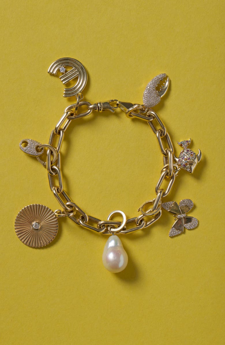 Adina Reyter Freshwater Pearl Charm, Alternate, color, Yellow Gold