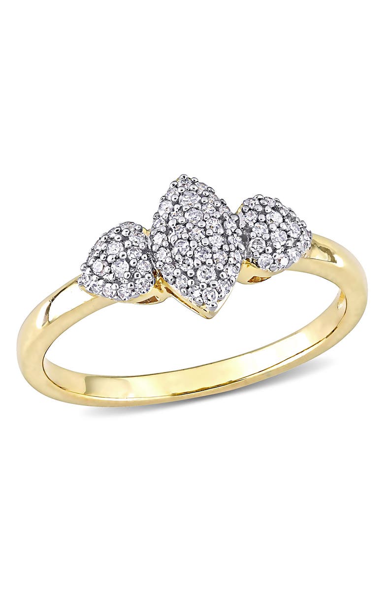 DELMAR Rhodium Plated Sterling Silver Pave Diamond Ring - 0.20 ctw, Main, color, Gold