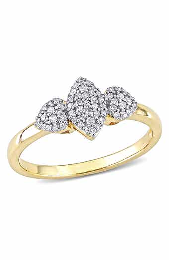DELMAR Rhodium Plated Sterling Silver Pave Diamond Ring - 0.20 ctw