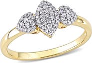 DELMAR Rhodium Plated Sterling Silver Pave Diamond Ring - 0.20 ctw