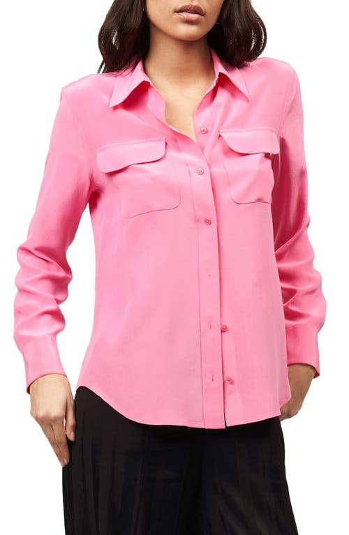 Equipment Signature Slim Fit Silk Button-Up Shirt in Azalea Pnk 