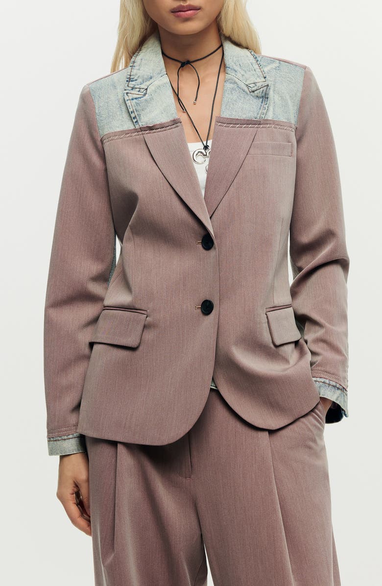 Desigual Denim Trim Blazer, Main, color, 