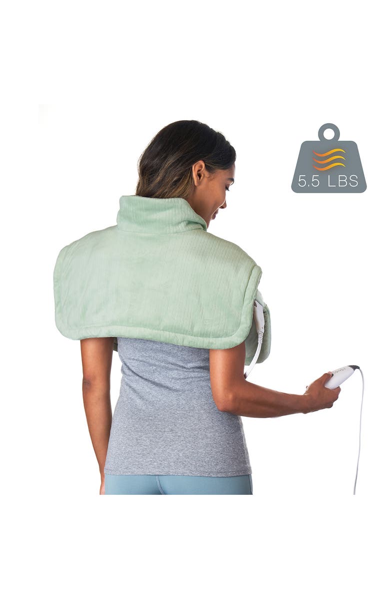 PURE ENRICHMENT Weighted Warmth Neck & Shoulders Heating Wrap, Alternate, color, Jade